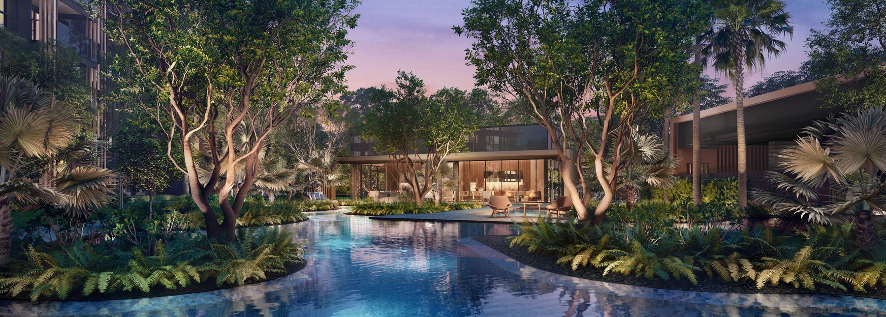 Pool garden at dusk (artist’s impression)